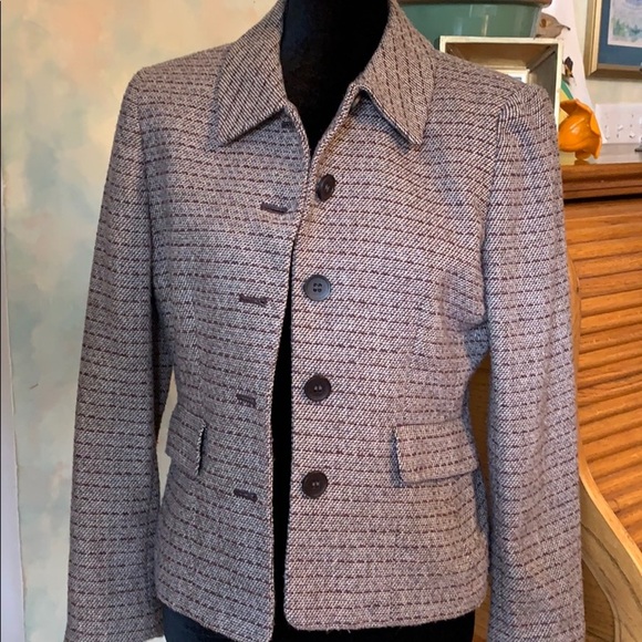 Anne Klein Jackets & Blazers - 💼 ANNE KLEIN brown tan tweed wool blend neutral blazer jacket fall winter